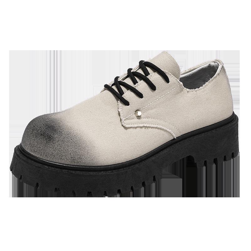 Thick-soled big-head Derby shoes men's new inner height increase British style leather shoes men's commuter casual men's shoes