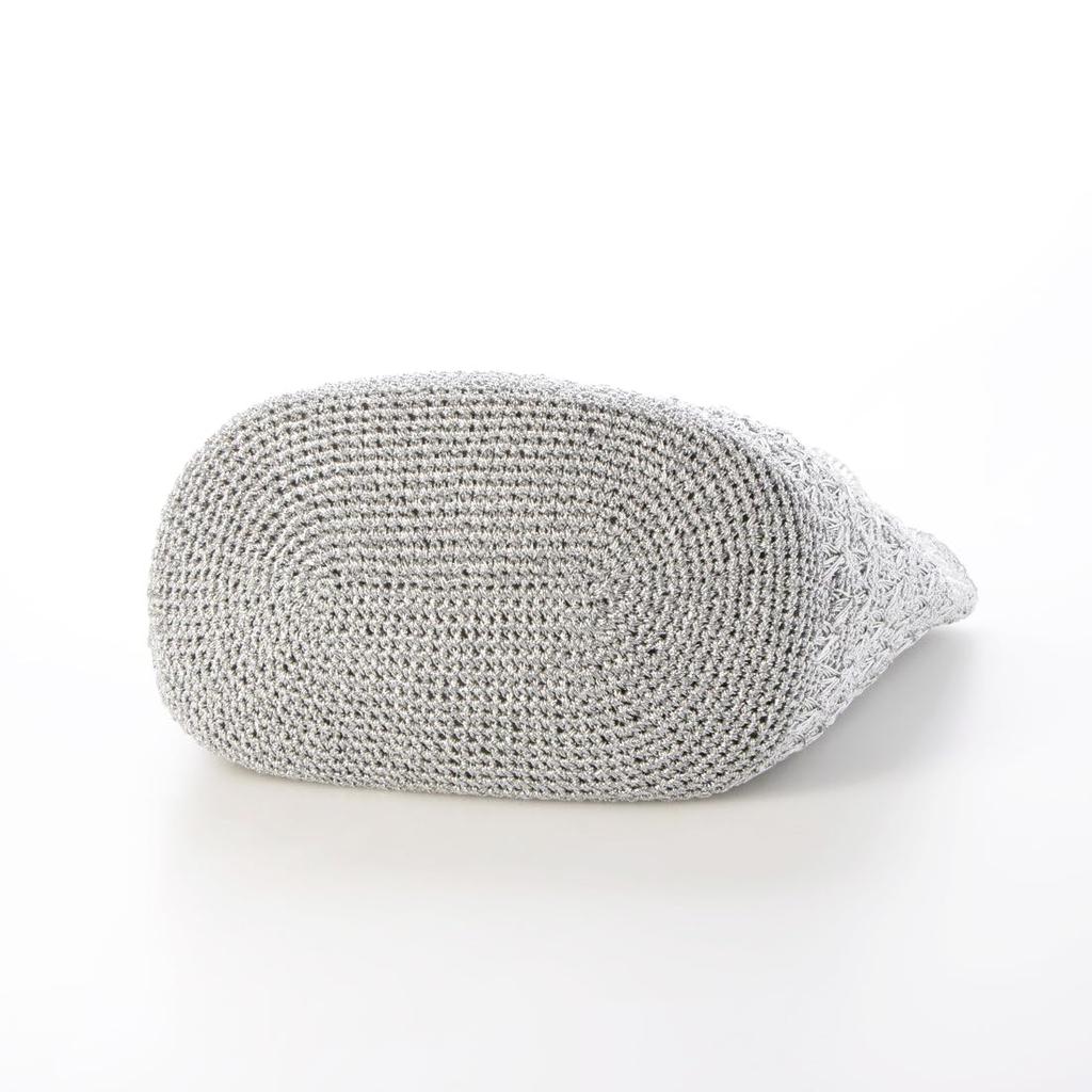 Metallic cord pattern knit tote bag