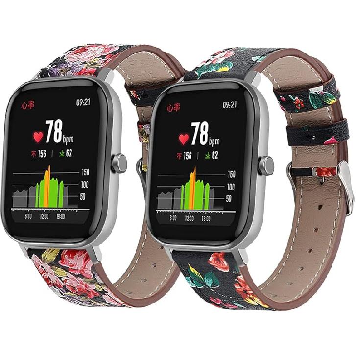 FitTurn Leather WatchBand Compatible with Amazfit Bip 6/Bip 5/Pace/Cheetah/Stratos 2 3/GTR 4/GTR 3/GTR 3 Pro/GTR 2/GTR 2e/GTR 47mm Smart Watch for