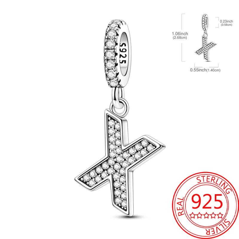 Copper 26 Letters Alphabet Charms Bead Inlaid Shiny Zircon Diy Love Letters Jewelry Gift Fit Original Bracelet For Women