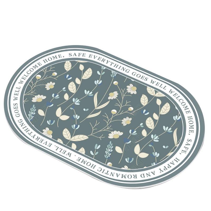 Oval Crystal Velvet Anti-Slip Mat for Living Room, Porch, and Bathroom