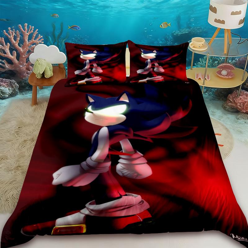 Duvet Cover Teens Sonic Hedgehog Cartoon Bedding Set Comforter Cover Bedroom Dormitory Decor Best Gifts