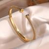 Luxury Nail Screws Design Full Zircon CZ Adjustable Open Bangle Bracelet for Women Men Exquisite Accessories Gift