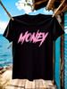 MONEY Graphic T-shirt - White Tee with Bold Pink MONEY Print