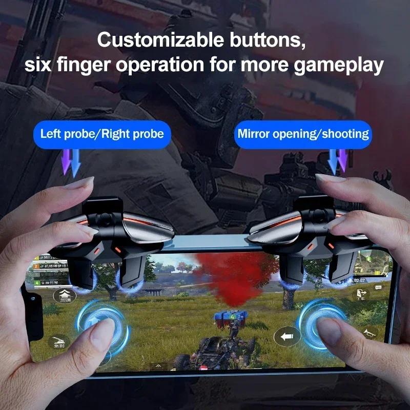 Grilletti per Gioco su Cellulare a 6 Dita L1 R1 Pulsanti Fuoco Mira Sparatutto Gamepad Joystick per IOS Android PUBG Accessori da Gioco