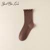 Barron Bubble Summer Cotton Lace Mid-Calf Socks with Wood Ear Edge - Japanese Sweet Style
