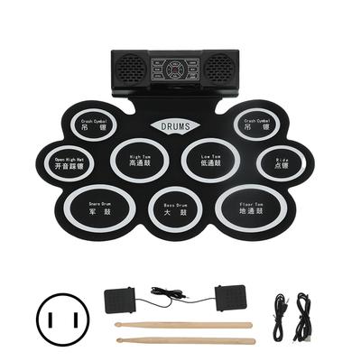 Elektronisches Schlagzeug-Pad-Set Roll-Up Faltbares Kit mit 2 Lautsprechern Batterie 100–240V DM10US Stecker