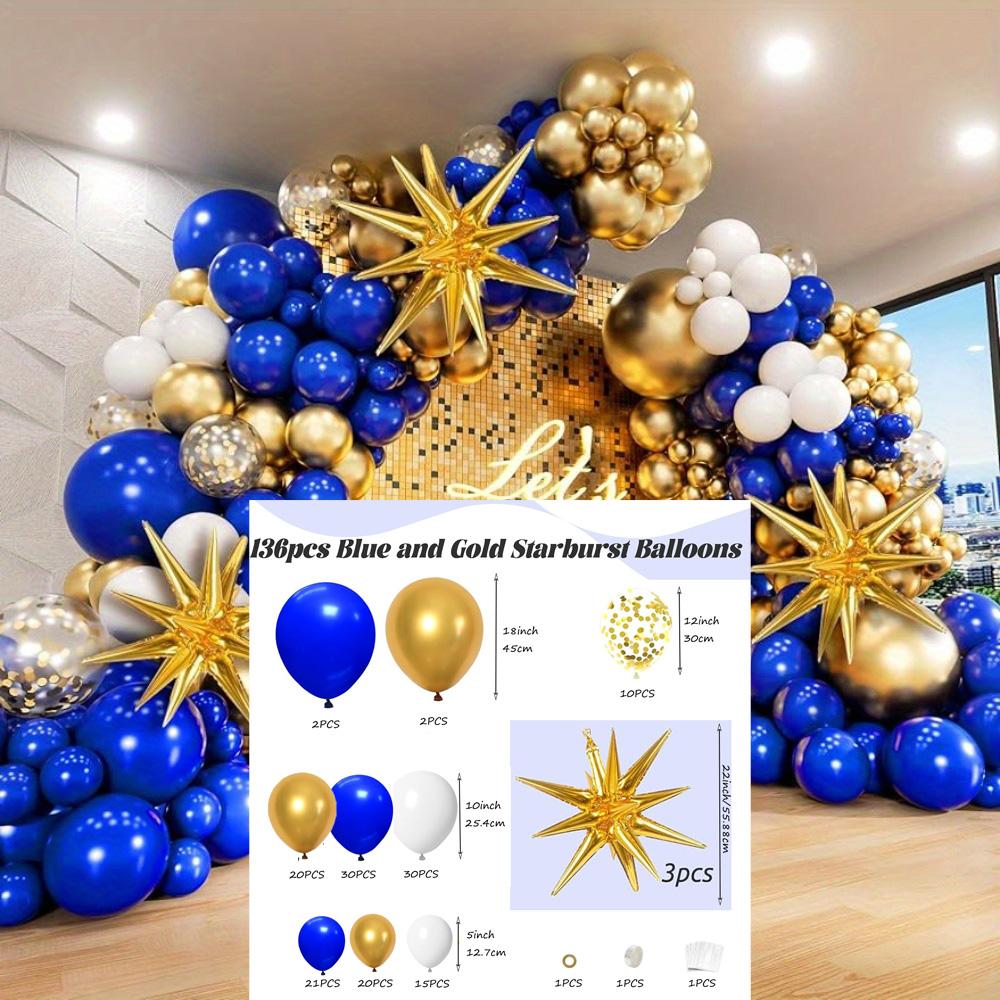 

136PCS Royal Blue and Gold Balloon Arched Flower Ring Set for Anniversary Wedding, New Year s Birthday Party Decoration Other