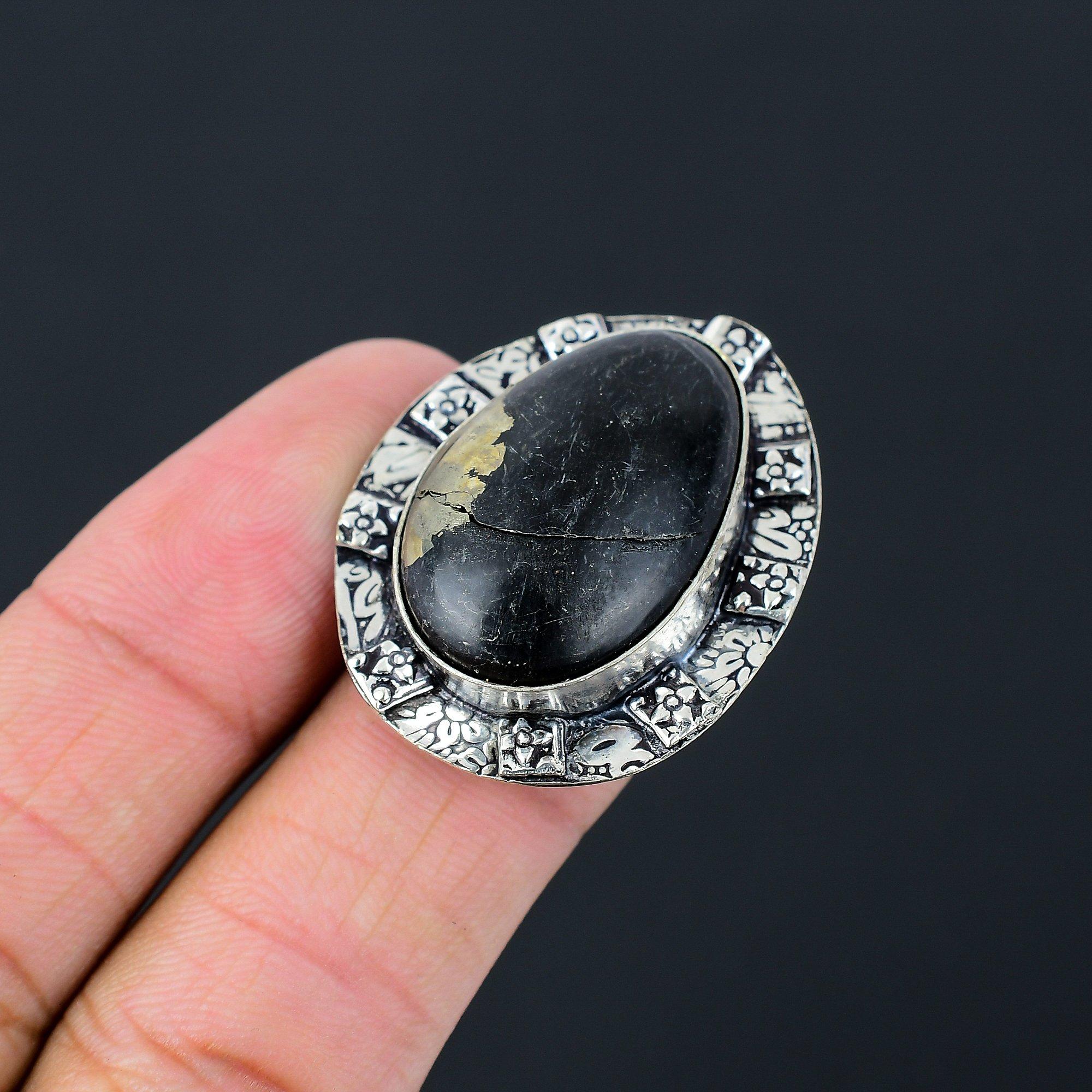 Daughters Day Sale Sterling Silver Pyrite Stone Trendy Handmade Unique Ring US 8 8