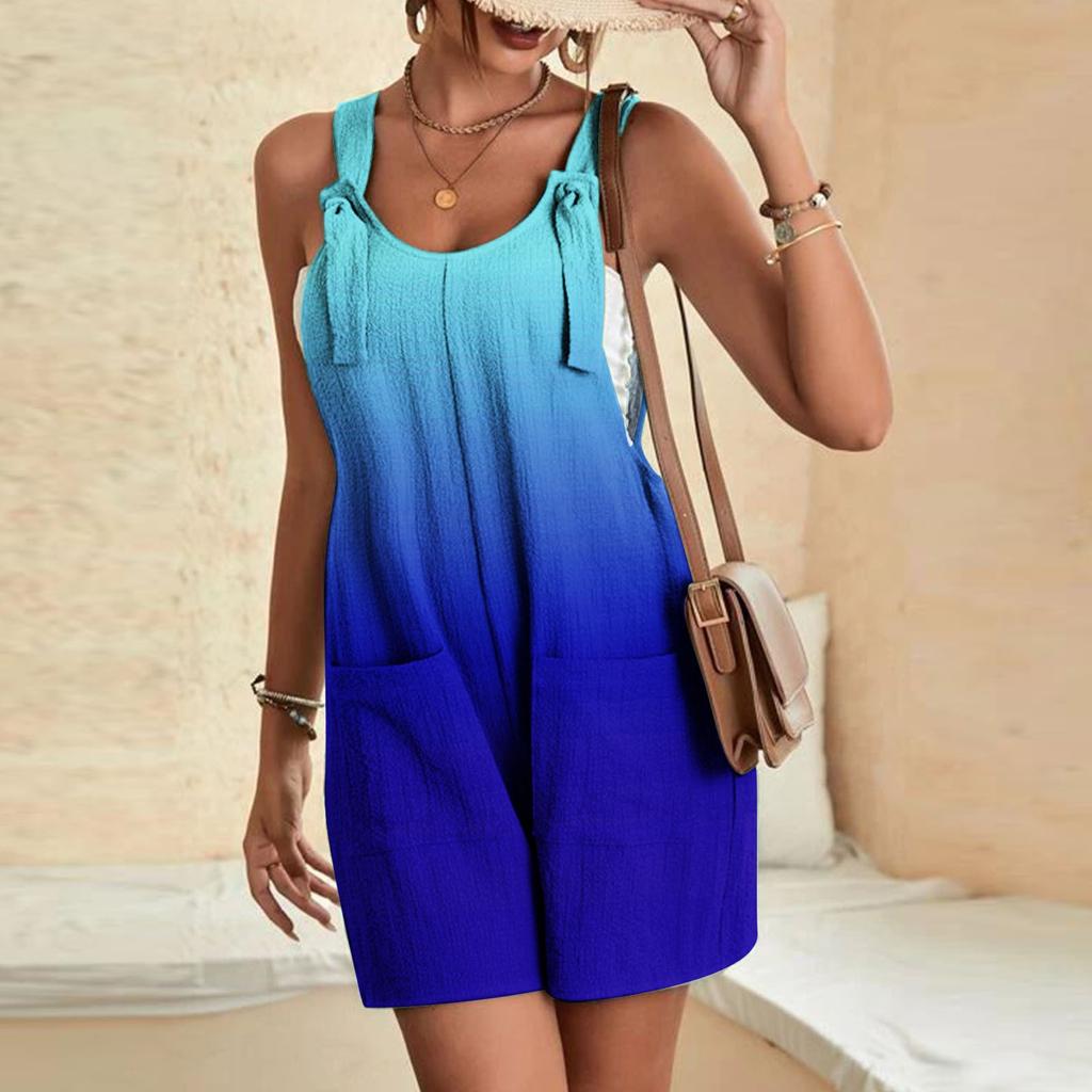 Women's Summer Jumpsuit Shorts, Striped Printed Fashionable Casual Jumpsuit