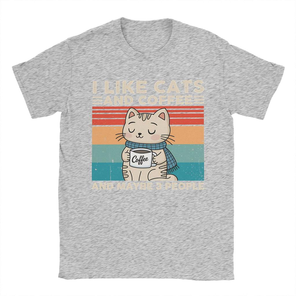 Unisexs Tshirt I Like Cats And Coffee And Maybe 3 People T Shirts Hip Hop Beach Tee Shirt Y2k Basic Casual Cotton Clothing