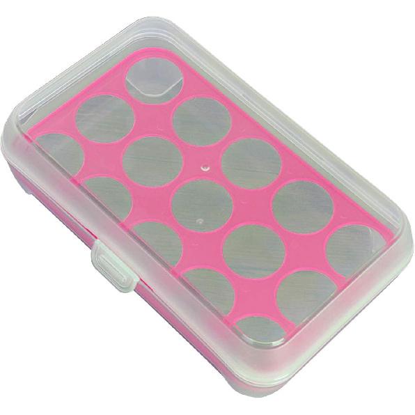 Covered Deviled Egg Holder for Refrigerator, Plastic Egg Container Food Boxes, Portable Stackable Tray Eggs Storage Box, Fits 15 Eggs (Pink)