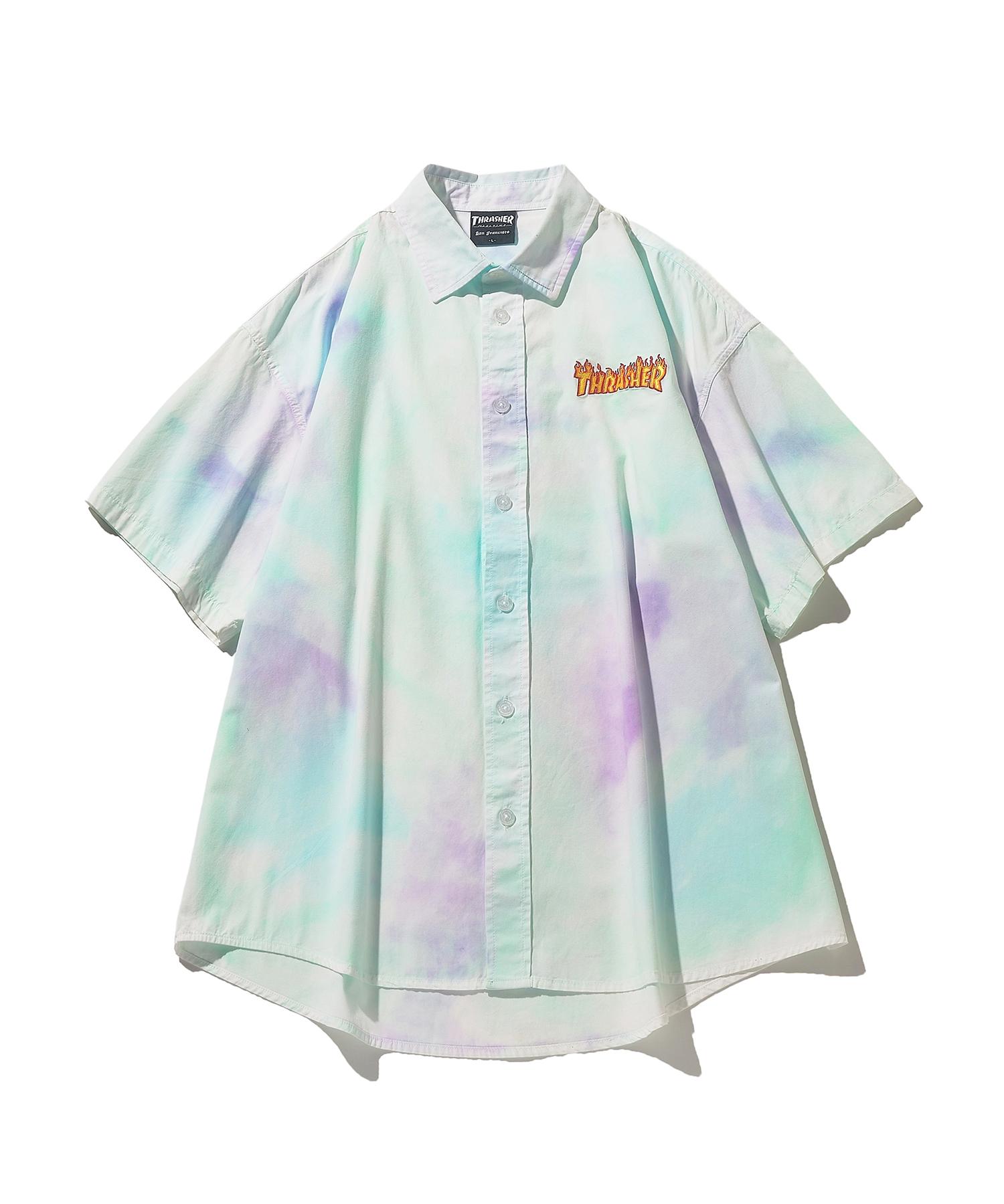 Treasure Flame Tie-Dye Half Shirt Blue L