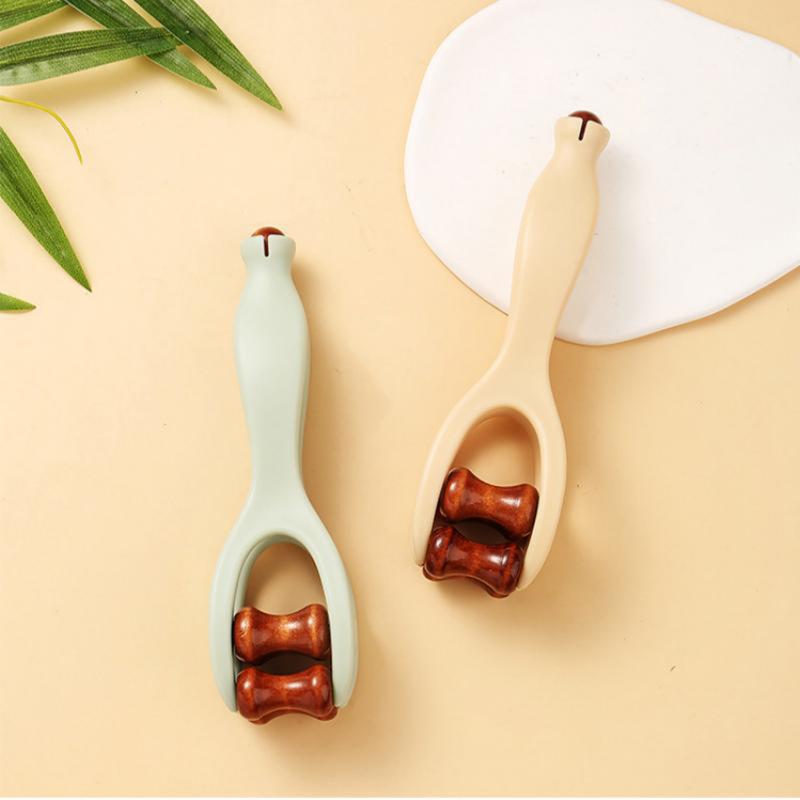 Role de Masaj pentru Degete din Lemn Masiv cu Role la 360 de Grade Design cu Clips Masajor pentru Degete Baton Acupunctură pentru Ameliorarea Meridianelor Mâinii