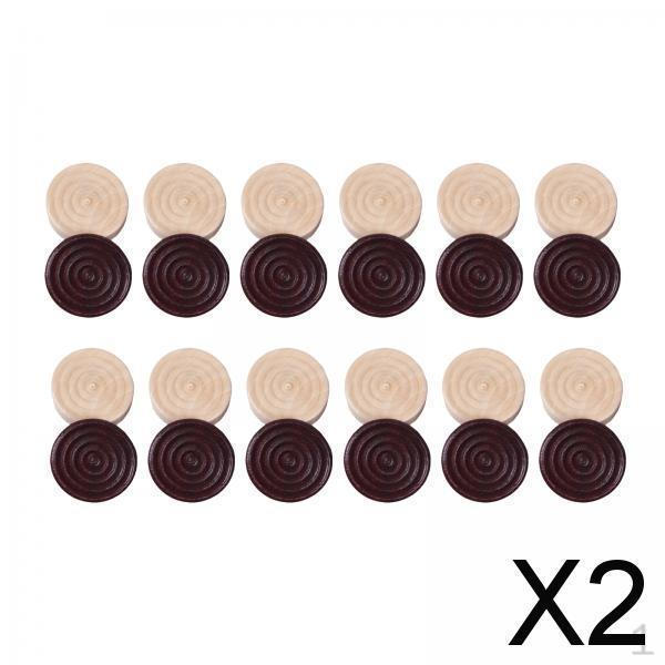 

2x 24 шт. Круглые деревянные шашки Коричневые и Шахматные игровые аксессуары Доска