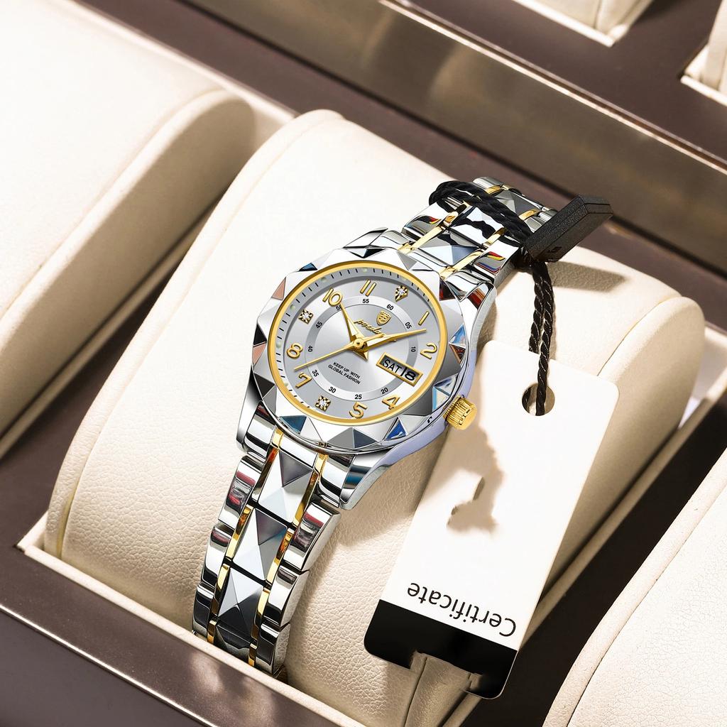 Top Brand New Women's Quartz Watch Waterproof Luminous Double Calendar Fashion Women's Watch