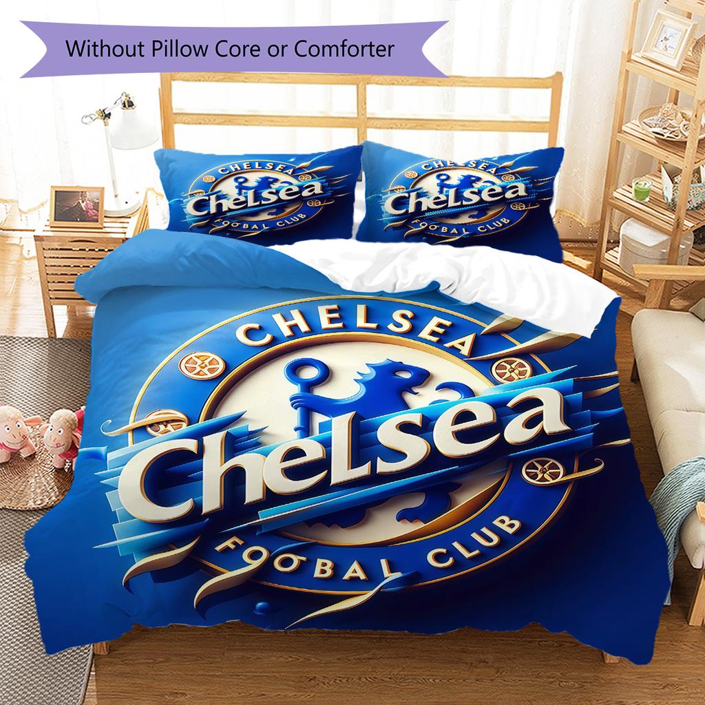 Chelsea logo Pattern Bedding Quilt Set Quilt Cover Pillowcase Home Decoration Birthday Gift (1 * duvet cover + 2 * pillowcase, without core)
