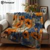 Starry Sunflowers Lightweight Microfiber Soft Christmas Fleece Blanket Warm Cozy Throw for Bed Sofa Office Travel All Season