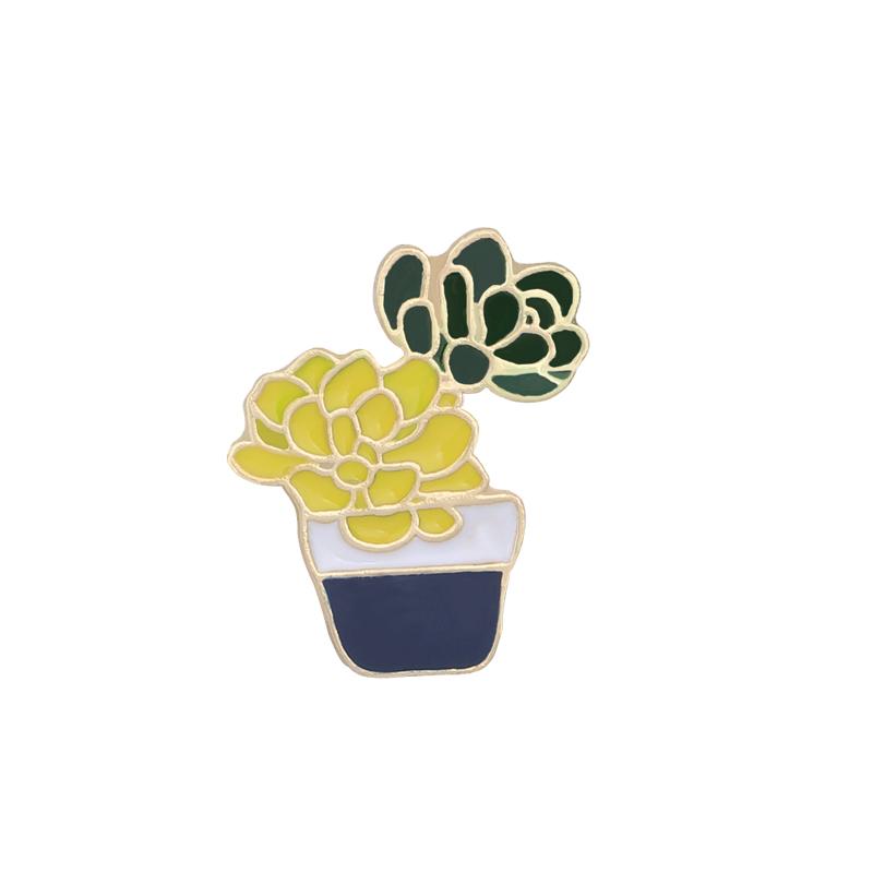 19 Styles Summer Cup Potted Design Enamel Brooches Mini Cactus Potted Plant Shaped Pins Women Girls Gardening Backpack Badge