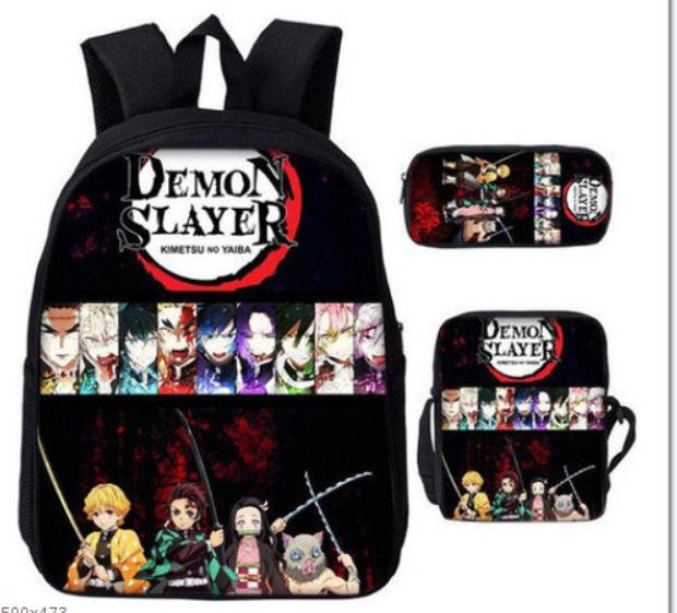 Backpack Fashion Polyester Student Schoolbag Oxford Cloth Cartoon Children'S Backpack Satchel Pencil Case Set