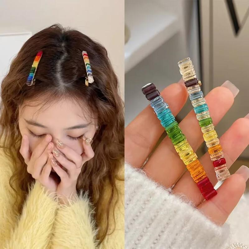 CHIMERA Lucky Rainbow Rhinestone Hair Clip Set 2-piece set