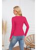 T-shirt da donna con scollo a U profondo, incrociata, a maniche lunghe - Moda Trendy 2024