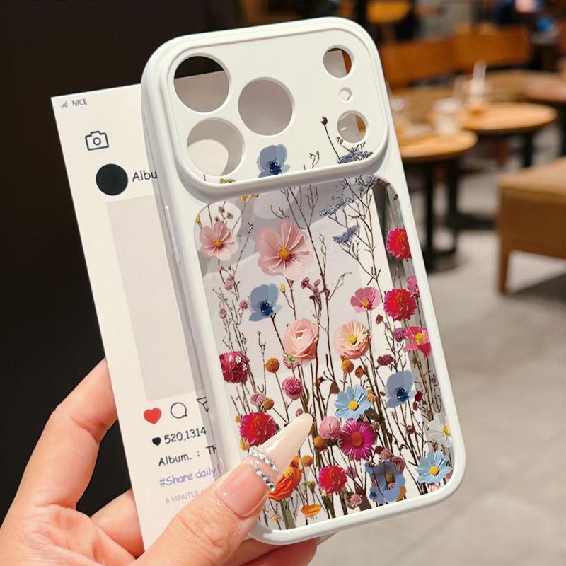 Colorful Flowers Pattern Case For iPhone 17 Pro Max For iPhone 16 15 14 13 Pro Max Luxury Hybrid TPU+PC Clear Back Hard Cover