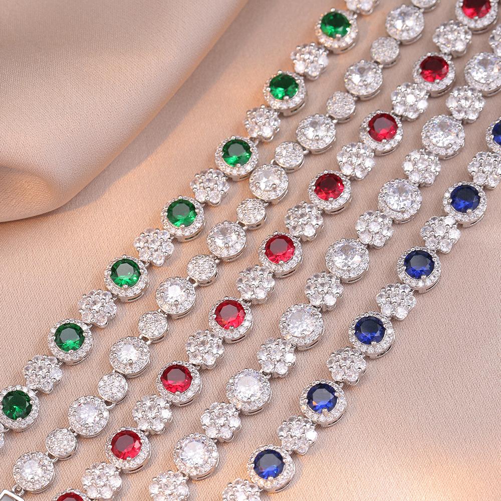 Bracelet Women'S Style Color Micro-Inlaid Zircon Bracelet Design Simple Temperament Women'S Emerald Bracelet