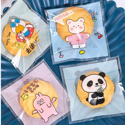 100 Stuks 7x7cm/10x10cm Plastic Cartoon Zelfklevende Bakkerij Verpakking Koekje Snack Snoep Zakjes Verjaardagsfeest Cadeau