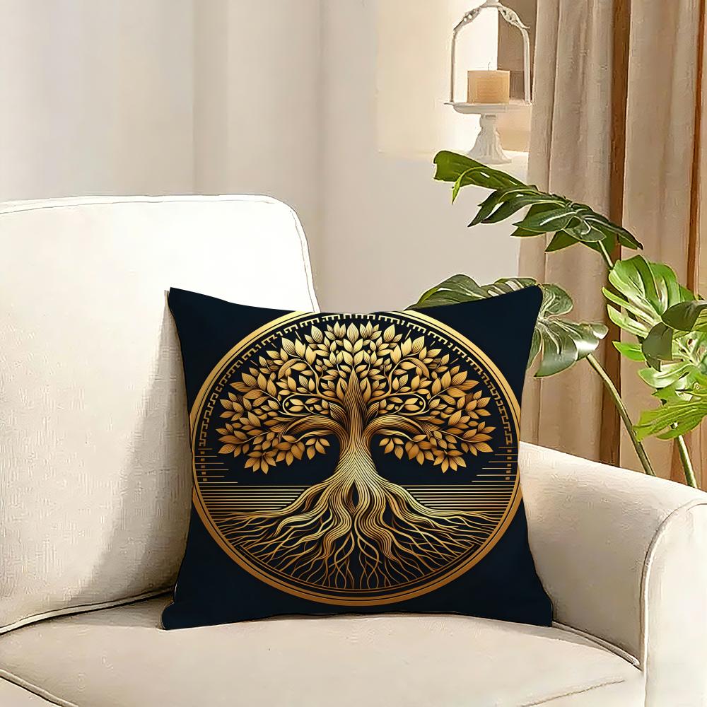Tree of Life Cushion Cover Plant Floral Cushion Cover Reversible Plush Pillow Cover Soft Fluffy Home Decor for Sofa Bedroom