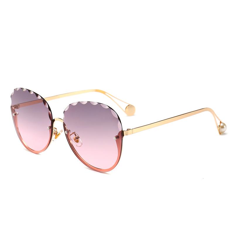 New European-American Trend Rimless Edge-Cut Large Frame Ladies Sunglasses 8913