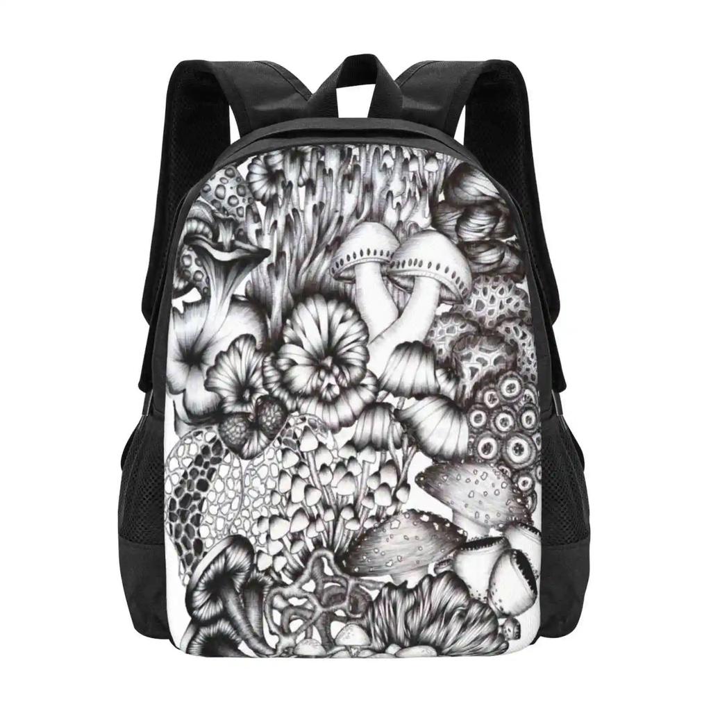 A Medley Of Mushrooms Hot Sale Schoolbag Backpack Fashion Bags Mushrooms Fungus Lover Fungi Pen Drawing Nature Lover Pen Art