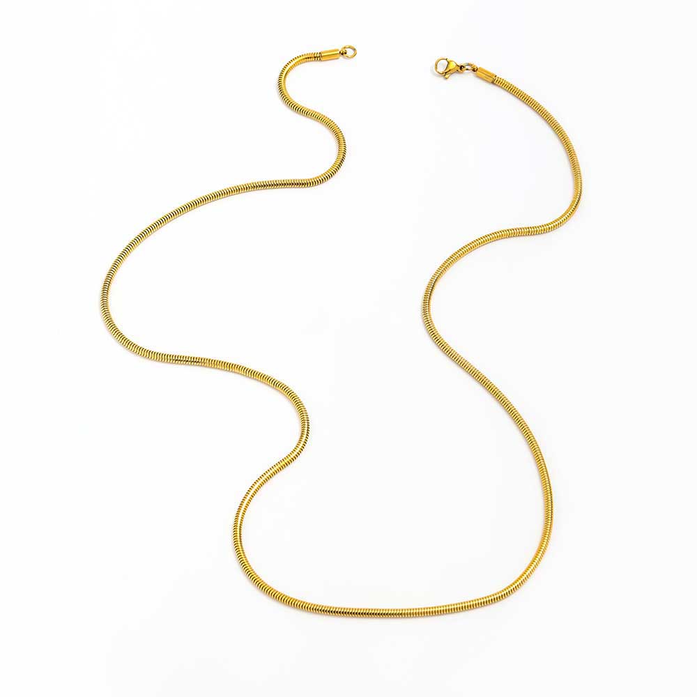 Fenny 18K PVD Plated Waterproof&No Fade Geometric Snake Long Sweater Chain Stainless Steel Necklace for Women