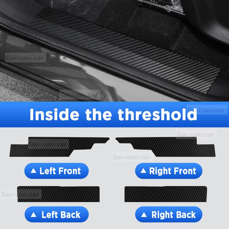 For FORTHING Friday 2025 Auto Tailgate Guard Door Sill Pedal Carbon Fibre Texture Accessories Leather Styling Car Sticker
