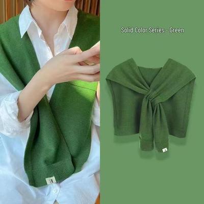 Dongdaemun Women's Knitted Wool Scarf Shawl - Versatile Sleeveless Cardigan for Autumn/Winter