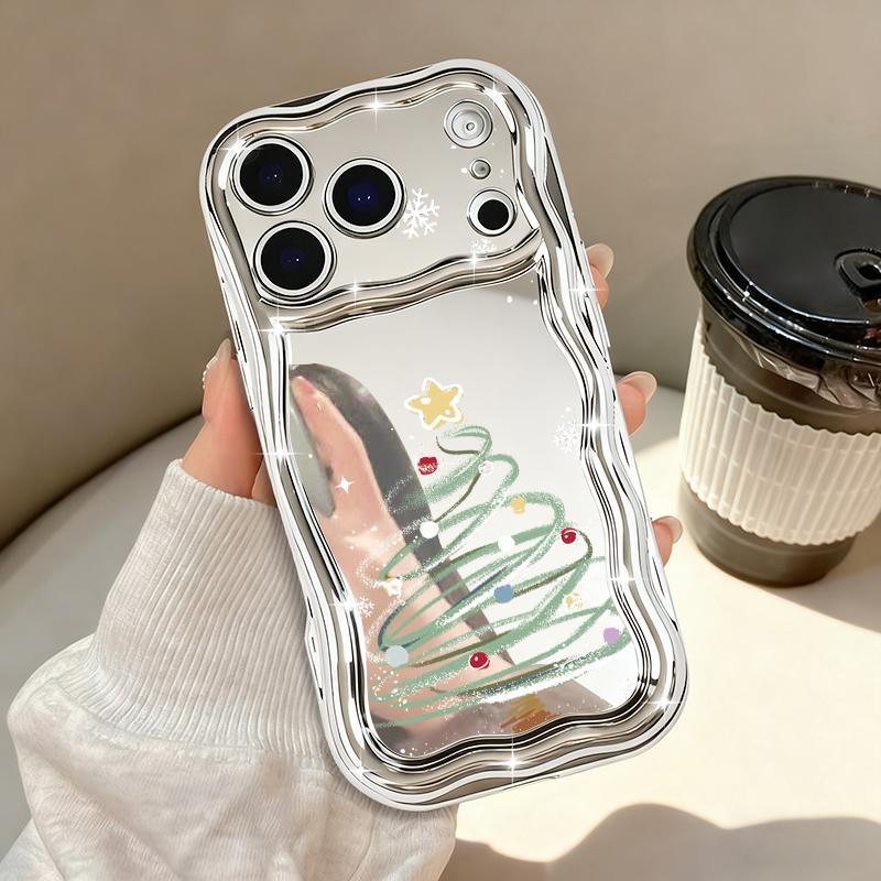 

Luxury Plating Christmas Deer Santa Claus Phone Case For iPhone 17 Pro Max Air 16E 16 15 14 13 Pro Max 12 11 Shockproof Soft TPU Plating Cover iPhone 11 серебряный