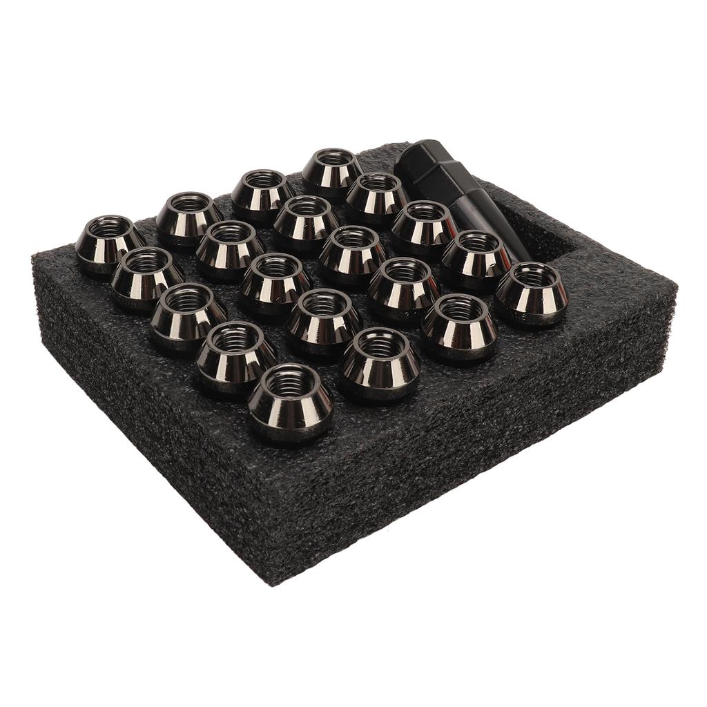 22PCS Tapered Lug Nuts with Nut Sleeve Key Alloy Steel Universal Forged Lock Nut Replacement for TOYOTA Titanium M12x1.5