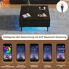 Couchtisch Platte, Moderner Kaffeetisch ausziehbarer LED, Sofatisch Schubladen & Versteckter Stauraum, Beistelltisch Wohnzimmer, Büro, Schwarz