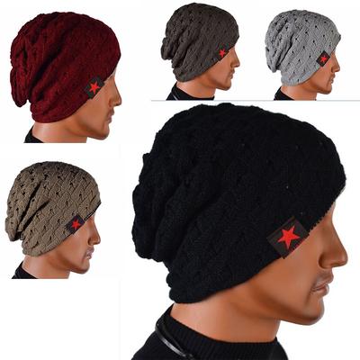 Women Men Knitted Hats Warm Reversible Crochet  Beanies