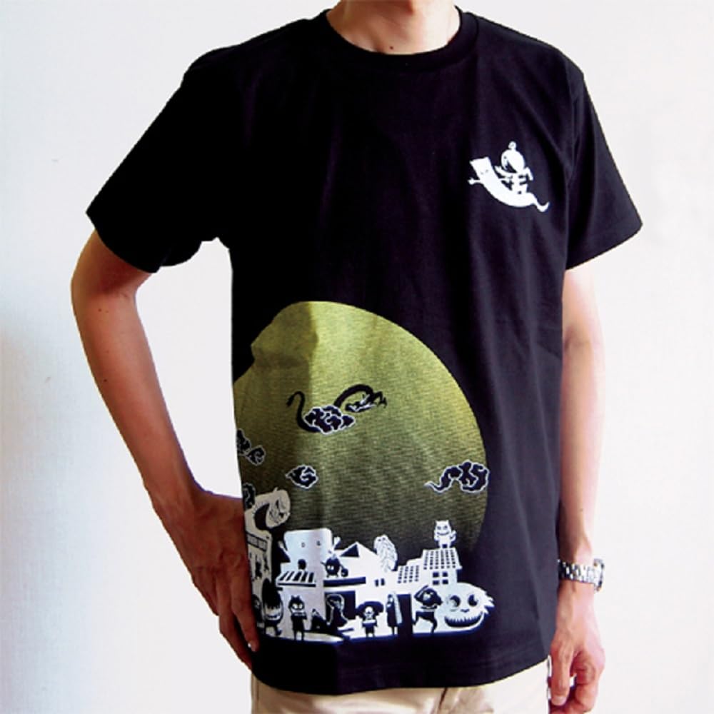 [Yokaisha] Gegege No Kitaro Shigeru Mizuki Road Moon T-Shirt/Hyakki Yagyo T-Shirts (LL)