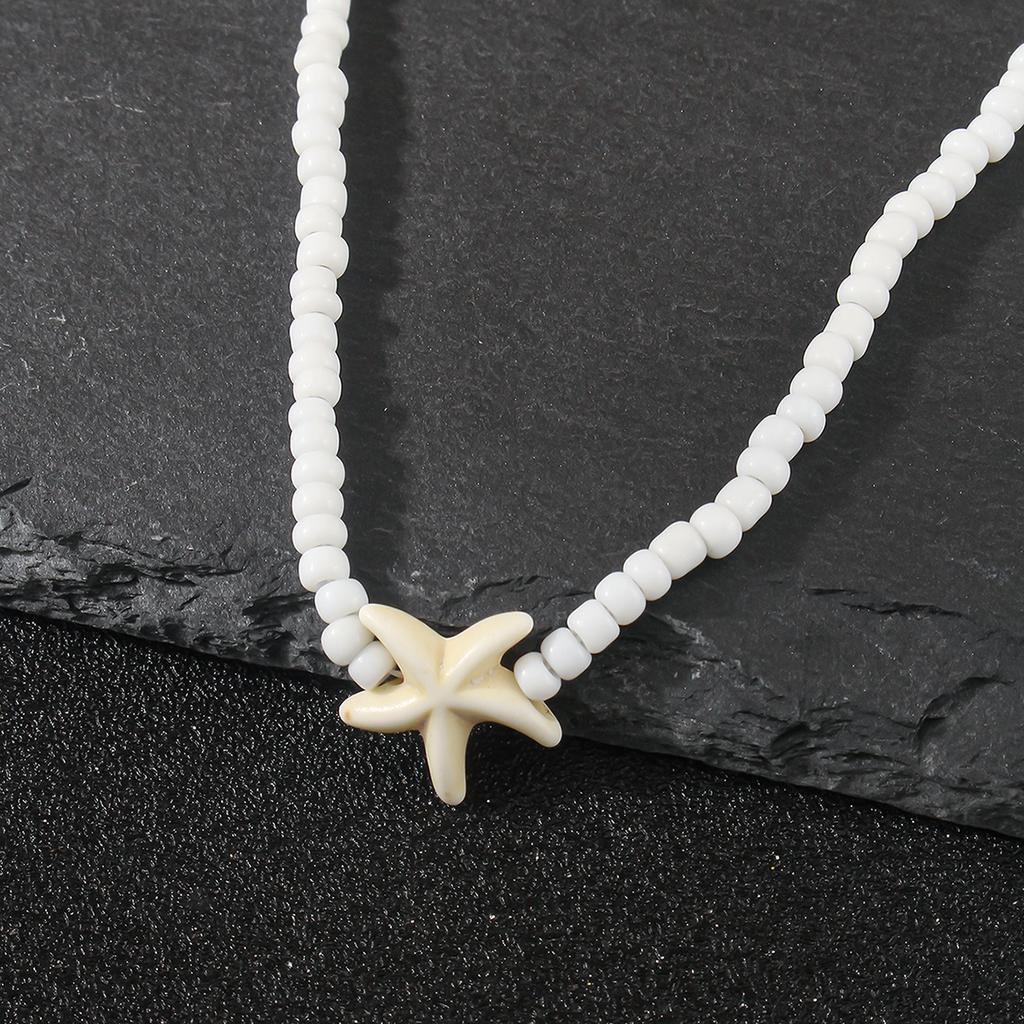 Bohemsk Hvit Håndlaget Perlekjede Delikat Sjøstjerneaksent På Chokeren Passer For Sommerstrandfester Ferie Zirkon