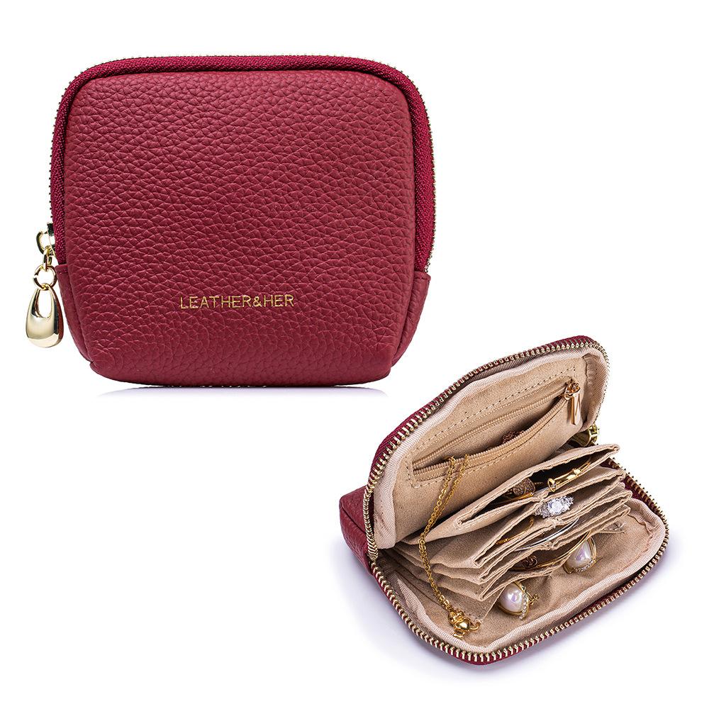 

Small Jewelry Travel Case for Crystal Bracelets Rings Bangles with Smooth Zipper Jewelry Pouch for Journey Storage Coin Pouch бордовий