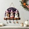 Pink Halloween Wooden Hanging Sign Cute Ghost Black Cat Wall Decoration Hook Holiday Ritual Sense