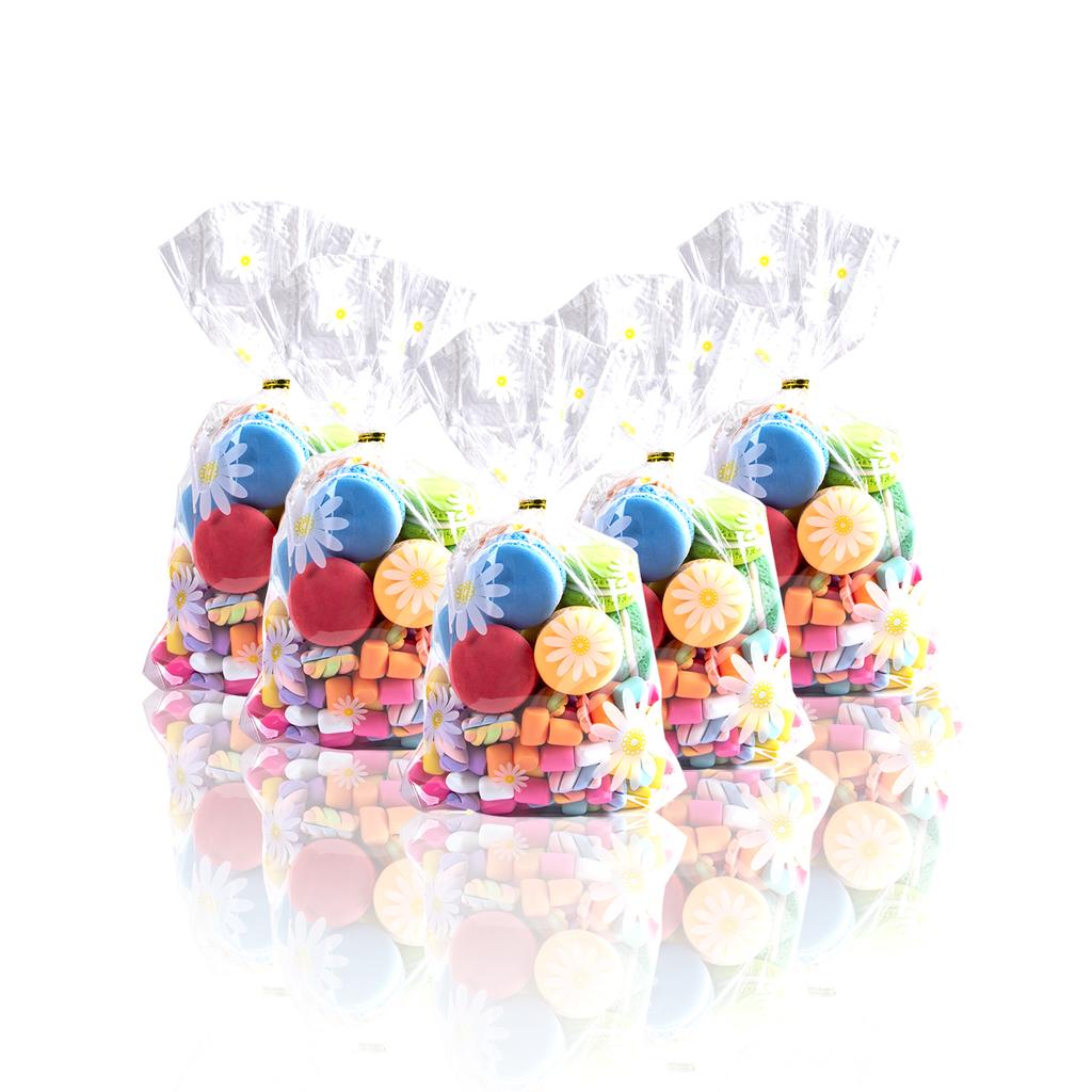 50 Stück Klare Gänseblümchen Süßigkeiten Kekstüten Plastik Keks Backverpackungsbeutel Hochzeit Geburtstagsfeier Babyparty DIY Geschenke Verpackung