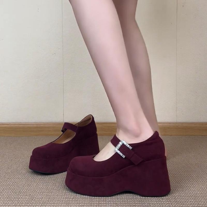 French Retro Small Man Thick-soled High with Skirt Maggie Jane Women's Shoes Simple Jane High Heels Mary Jane Single Shoes