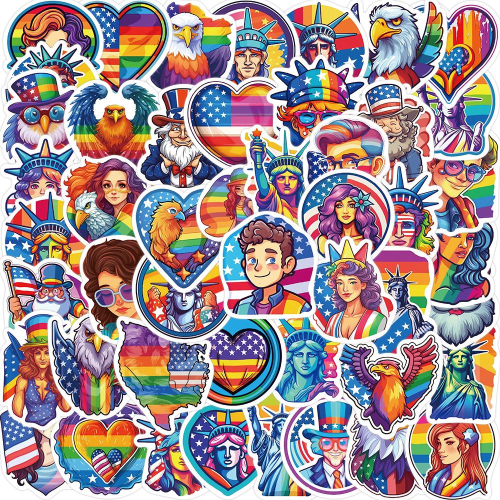 50 Cartoon Colorful Independence Day Graffiti Stickers Personalized Decorative Guitar Notebook Suitcase DIY Waterproof