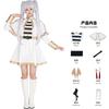 Neuer Charakter Frieren Anime Damen Cosplay Kleid Perücke Grau Mit Elfenohren Strümpfe Für Magier Outfits Halloween Party Set