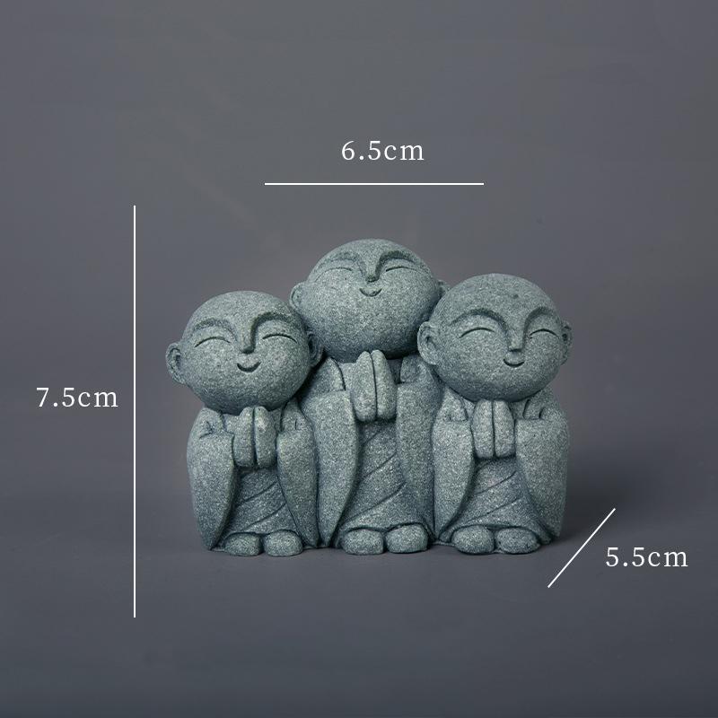 Statue Miniature Durable Exquise Mignonne Petite Figurine de Moines Ornement de Jardin Zen Fait Main Décor d'Aquarium