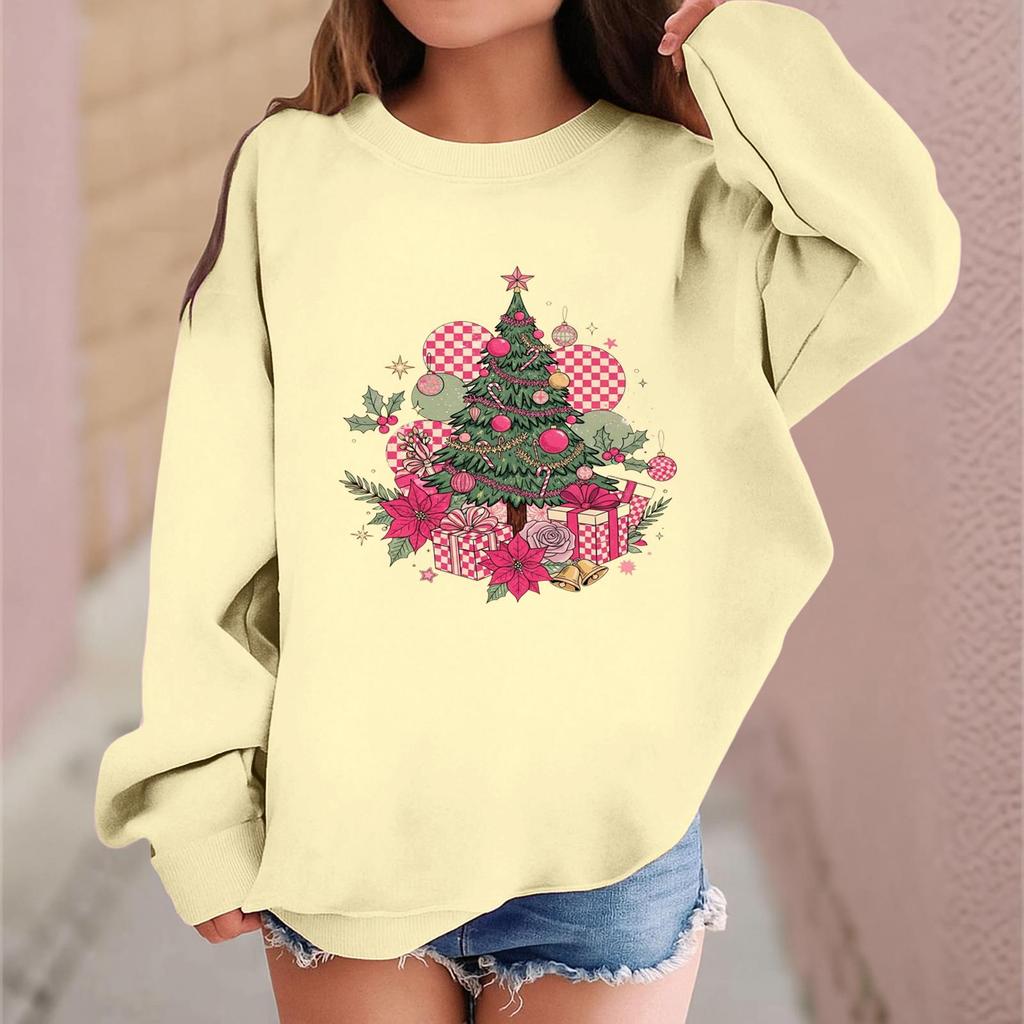 Children's Fashionable Casual Long-sleeved Loose Christmas Print Pullover Sweatshirt