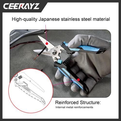 CEERAYZ 185mm Notched Scissors, Multipurpose Heavy-Duty, Made with 420 Japanese Stainless Steel, Industrial and All-Purpose Scissors for Metalworking,